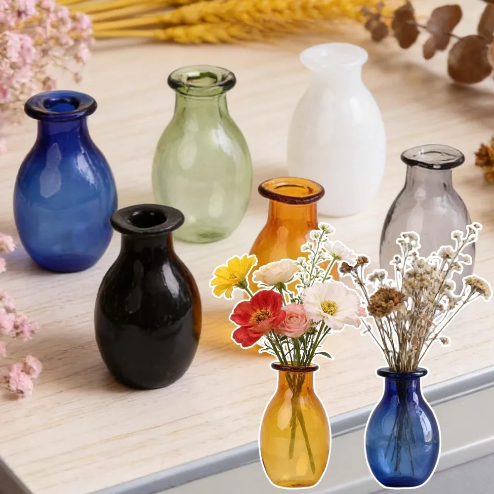 Mini Glass Vase Set - Creative DIY Thumb-Sized Ornaments for Flower Arrangements and Home Decor
