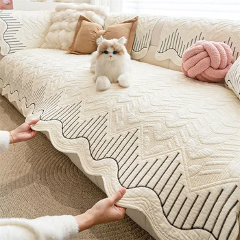 French Style All Cotton Sofa Cover Four Season Universal Sofa Towel Non-slip Anti-dirty L Shaped Corner Couch Cover Home Decor