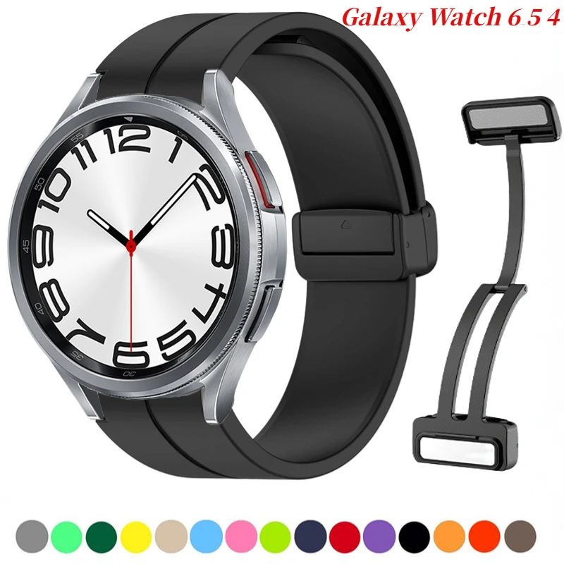 

Ремешок силиконовый 20 мм для Samsung Galaxy Watch 5 Pro 45 мм 6 Classic 47/43 мм, браслет с магнитной застежкой для Galaxy Watch 4/5/6 44 мм 40 мм