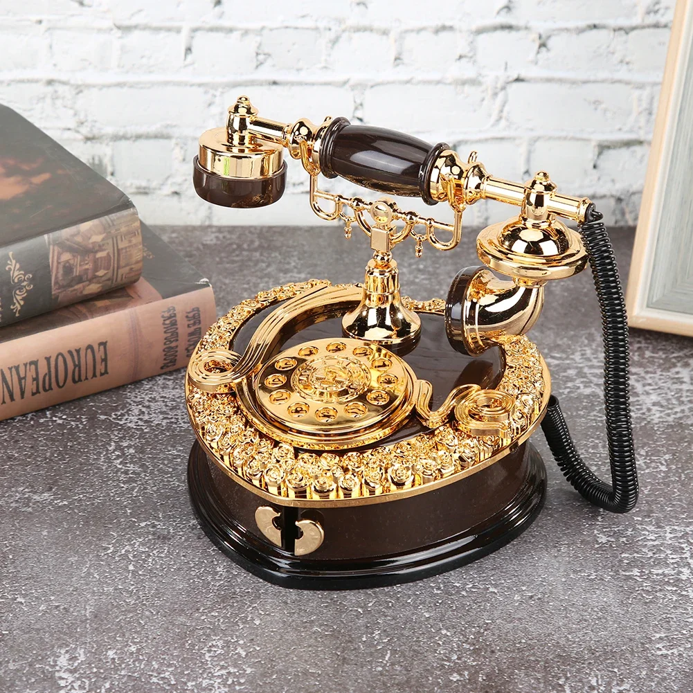European Style Classical Phone Shaped Music Boxes Home Retro Decorative Ornaments Jewelry Storage Box Creative Presents 5