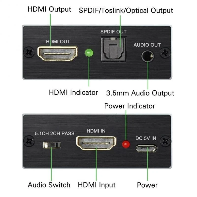 Фото HDMI-совместимый аудио экстрактор стереоэкстрактор преобразователь Оптический TOSLINK SPDIF + 3,5 мм аудио сплиттер адаптер №2