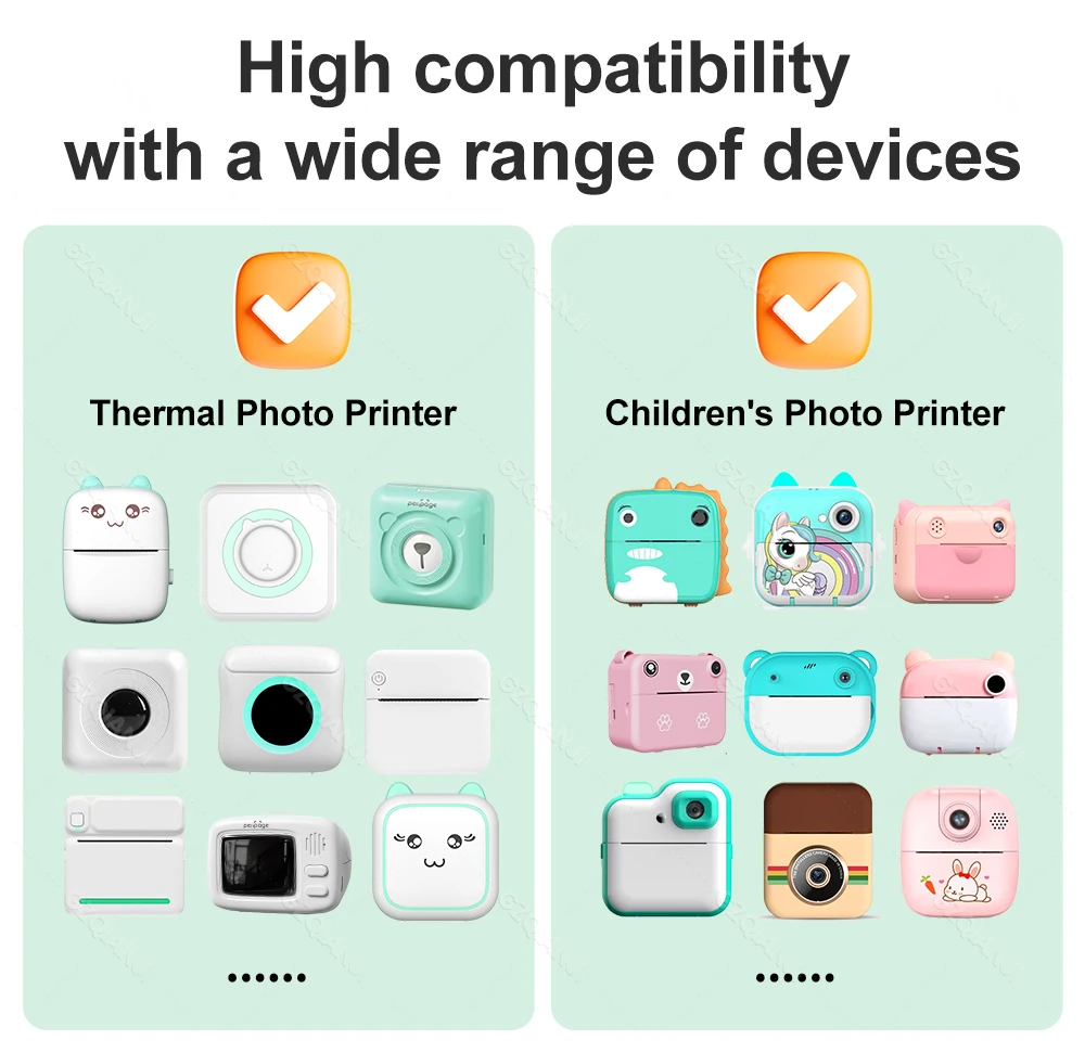 3/6 롤 57x25MM 감열지 흰색 스티커 어린이를위한 투명 종이 어린이 카메라 인스턴트 프린터 인쇄 액세서리 부품