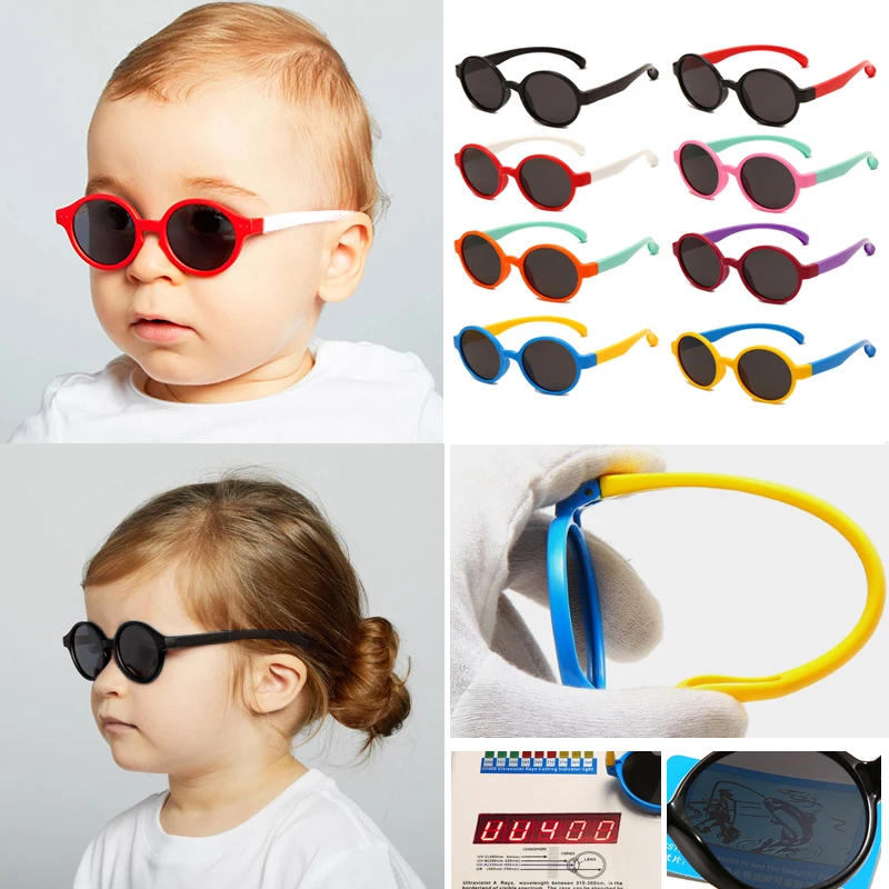 Baby Girls Cute Silica Gel Round Outdoor Sun Protection Sunglasses Children Lovely Sunglasses Boys Kids Eye Protection Glasses