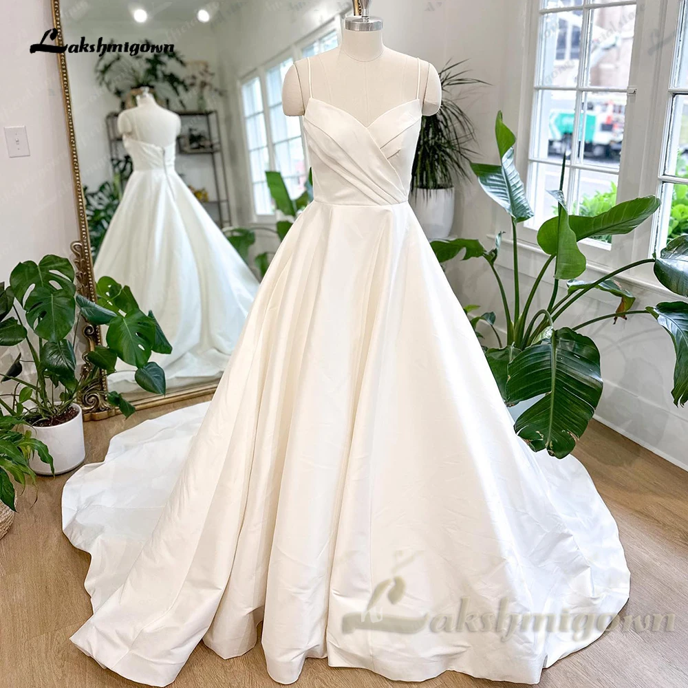 

Lakshmigown Simple Spaghetti Straps Satin Beach Wedding Dresses 2024 Vestido Sexy A Line Bride Gowns vestido de casamento