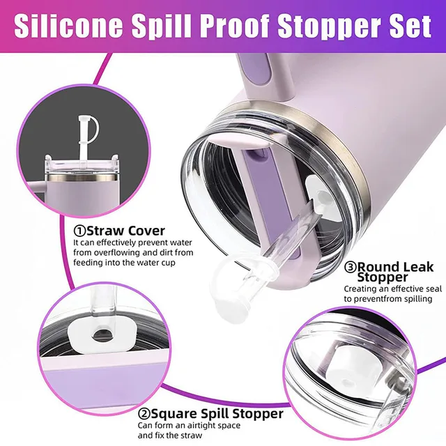 Silicone Spill Proof Stopper for Stanley Cup 1.0 2.0 40oz/ 30oz Tumbler Accessories Straw Cap Cover Spill Stopper Leak Stopper 5