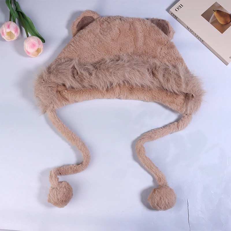 Lindo conjunto de gorro y bufanda con capucha de piel con orejas de oso