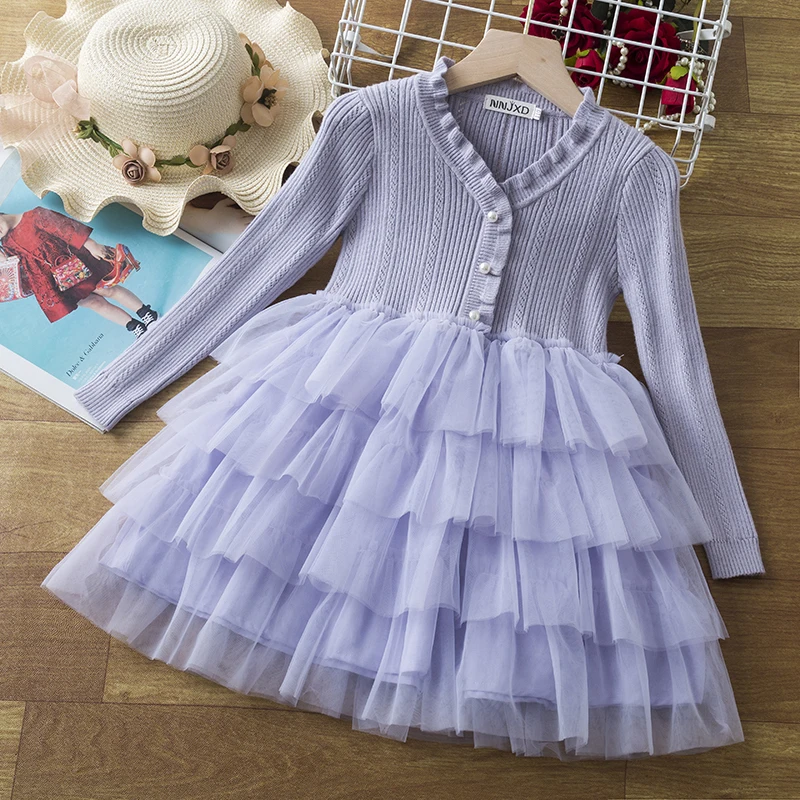 2019 Girl Winter Dress Fashion Autumn Princess Girl Long Sleeve Sweater  TuTu Dress Kids Christmas Dresses for Girls