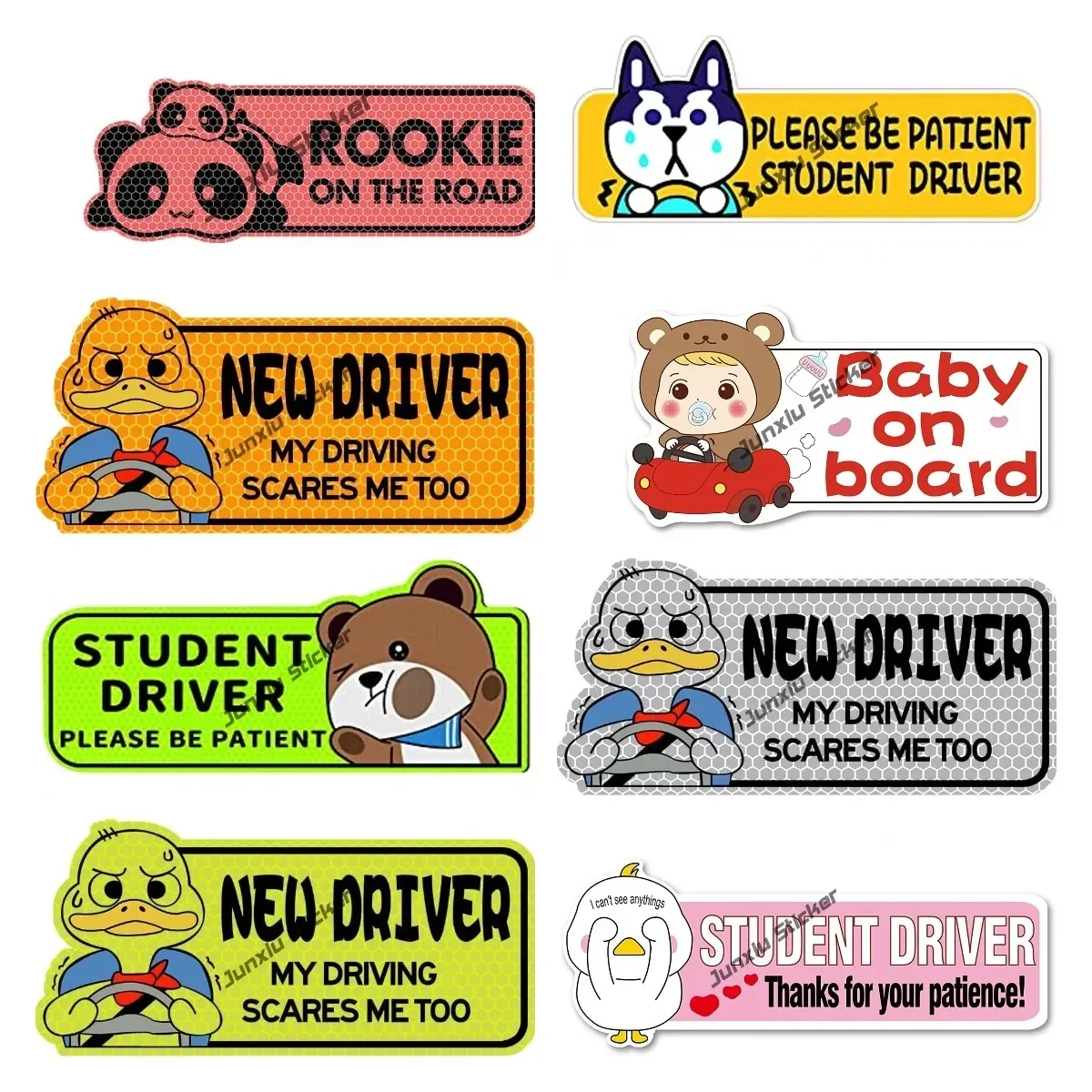 4-Pack 'New Driver' Magnetic Car Signs - Reflective, Waterproof, Easy On/Off