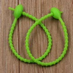 Versatile Silicone Reusable Cable Ties - 13 Color Set (10 Pack) (Green)