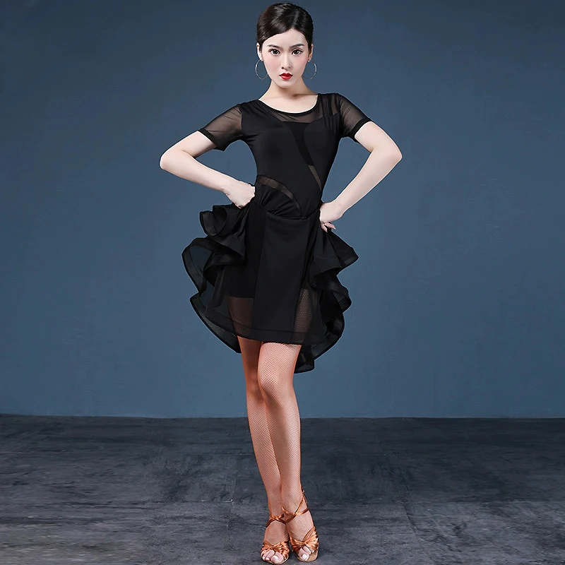 chinese dress ladies Womens A-Line Knee-Length Leopard Print Short Sleeve Latin Dress – DANCEYM main image 1
