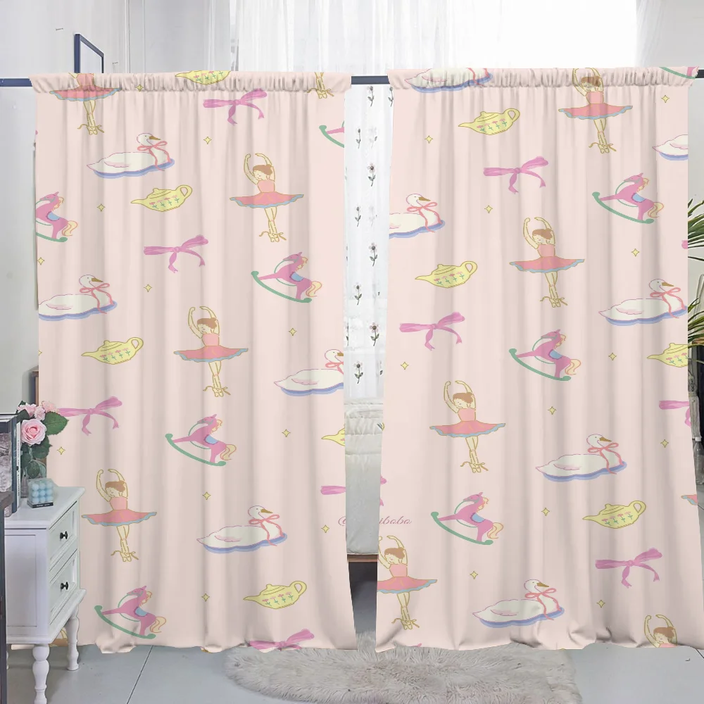 Window Kitchen Curtains for Living Room 2 Pieces Blackout Curtains Door Curtain Ballerina Girl Partition Bedroom Decoration Home 3