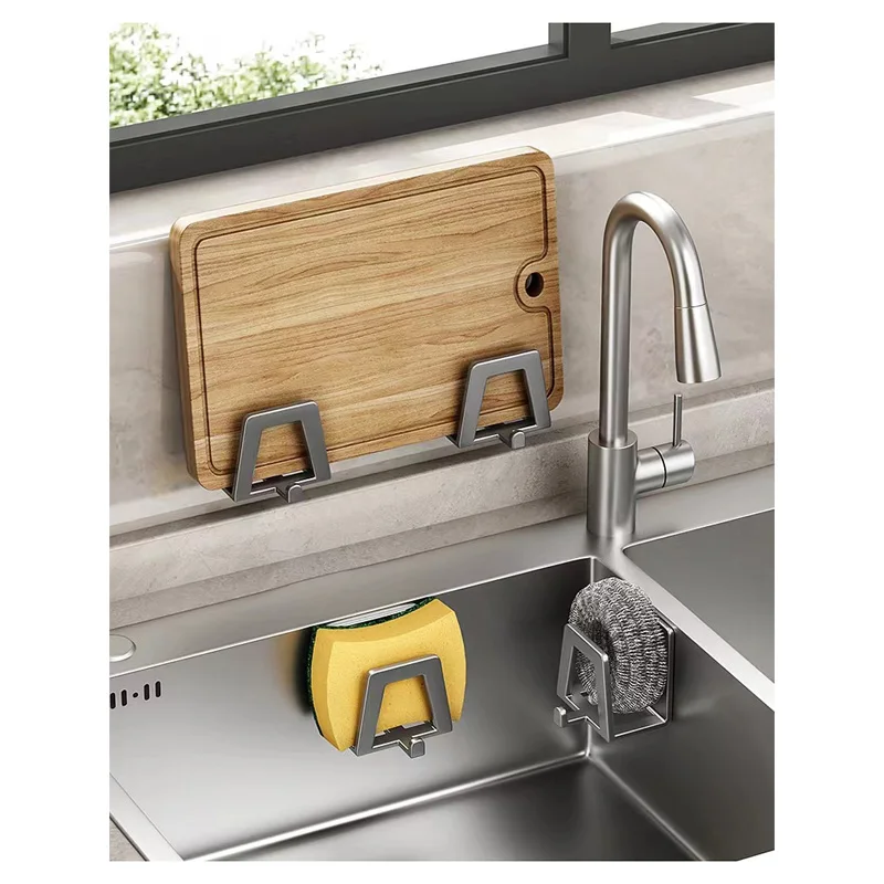 Kitchen Pot Lid Rack Sponge Holder Soap Drying Rack Self Adhesive Sink Drain Racks Storage Racks Hooks Kitchen Stroge Organizer 3