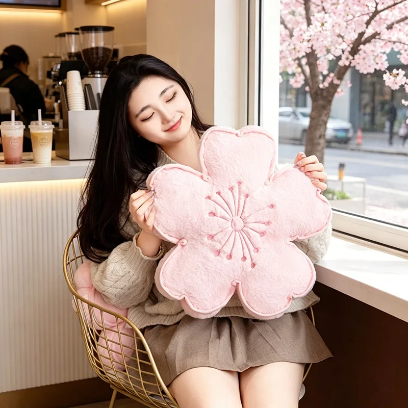창의적인 실물 같은 식물 핑크 벚꽃 플러시 장난감 귀여운 꽃 인형 베개 방 장식 소품 소녀들을 위한 선물