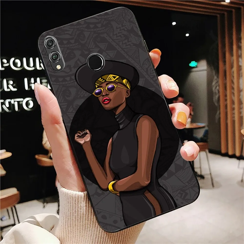 African Afro Melanin Poppin Black Girl Phone Case For Huawei Honor 10 lite 9 20 7A 9X 30 50 60 70 pro plus Soft Silicone Cover