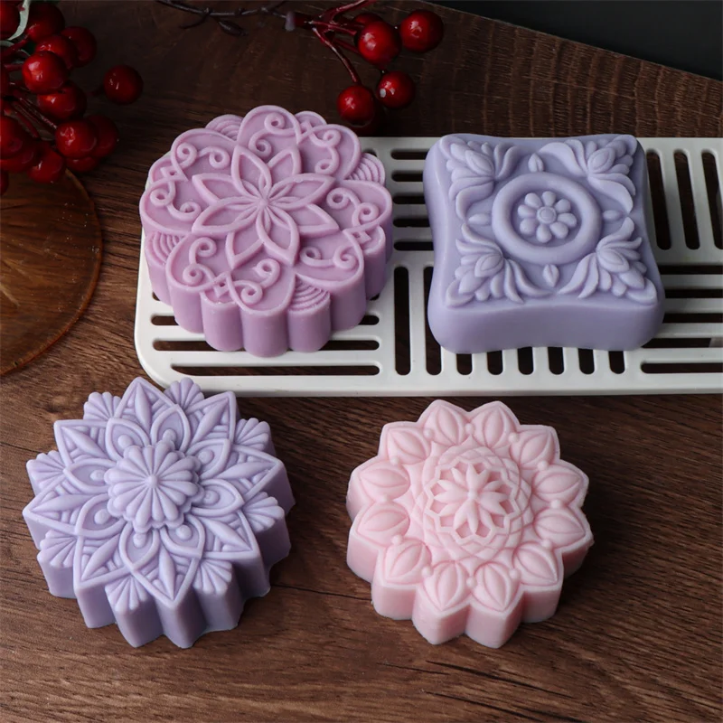 3D Creative Flower Shaped Soap Mold Silicone Molds DIY Handmade Fondant Cake Decorating Candle Mold Pudding Ice Cube
