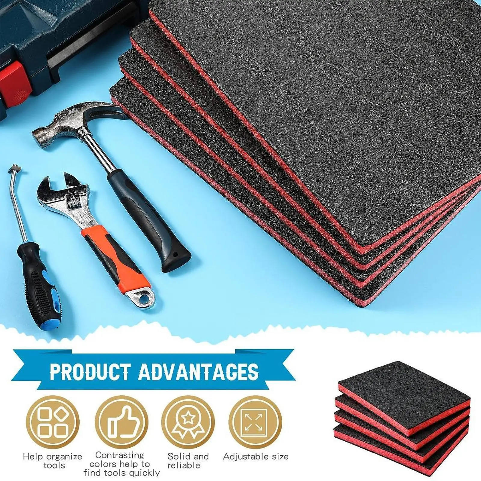 Tool Box Foam Inserts Packing Foam Pads Tool Box Liner Cushioning Material for Storage Tabletop Miniatures Transport 4Pcs