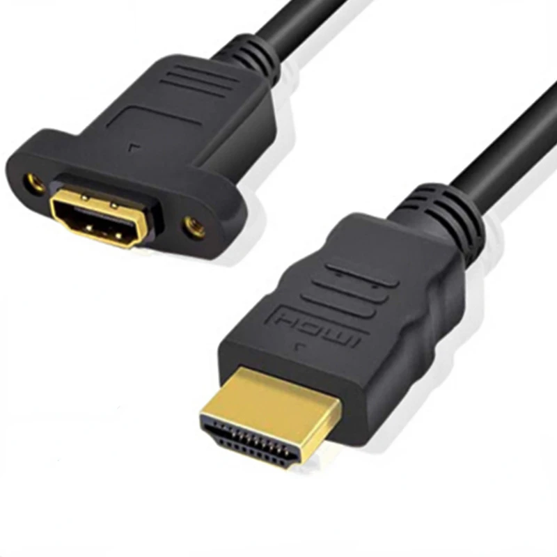 Extension Cable HDMI compatible Male To Female with Screw Panel Mount