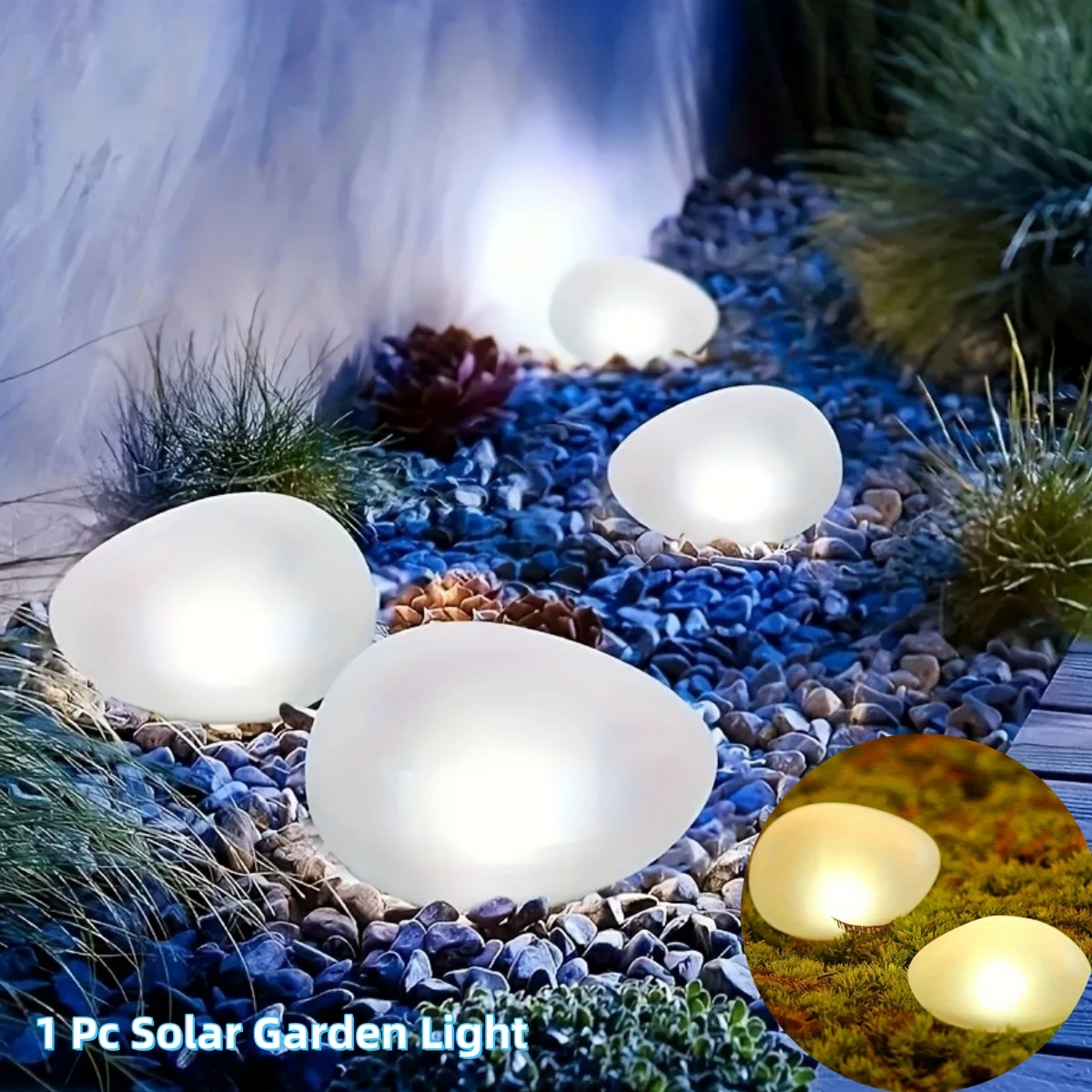 Solar Stone Lights Outdoor, Waterproof Solar Powered Rock Light,Outdoor Landscaping Spotlights Outdoor Solar Garden Lights