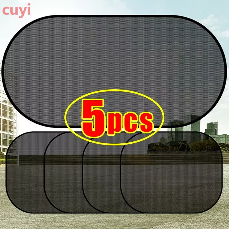 

1/5PCS Car Window Sunshade Cover Sun UV Protection Auto Front Rear Black Window Curtain Side Glass Mesh Sunshades Accessories