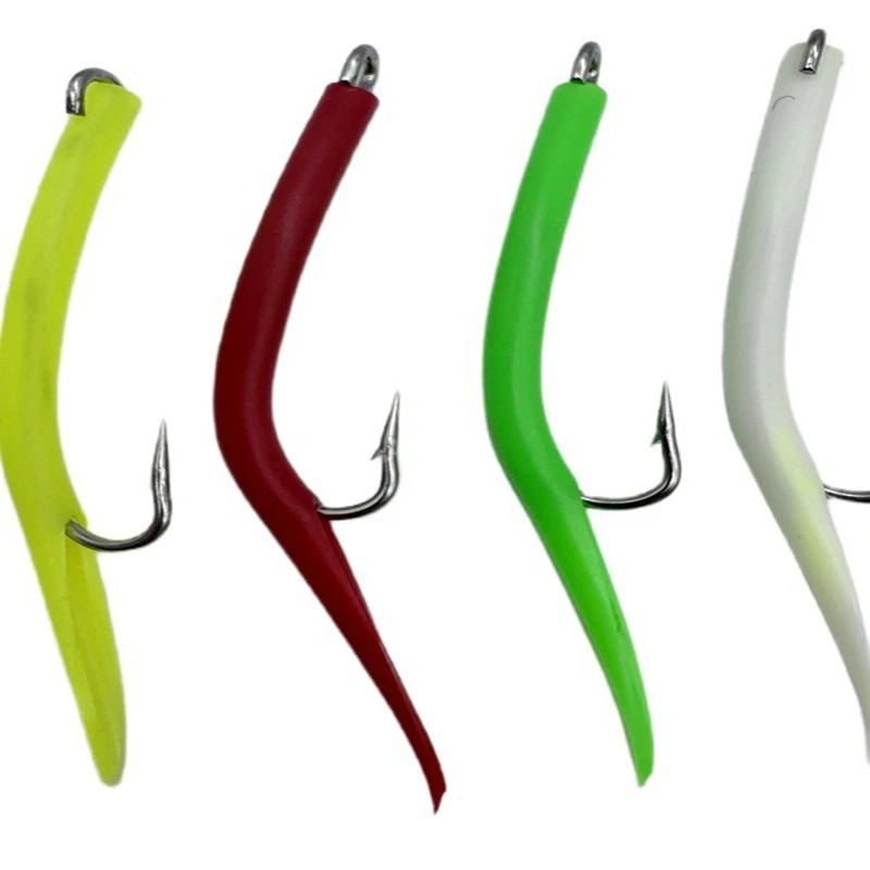 Leurres TPE 4 pièces pour pêche au cabillaud et anguille - Jig tube avec plume et hameçon octopus