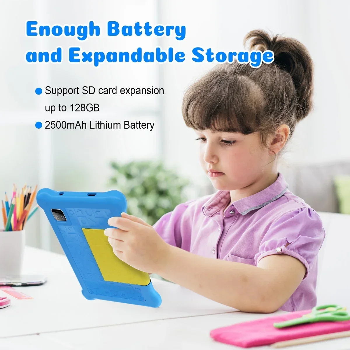 URAO 7 Inch Kids Learning Tablet Bundle Writing Board Drawing Tablet Headphones Stylus Bag Parental Controls Android13 5GB+32GB 4