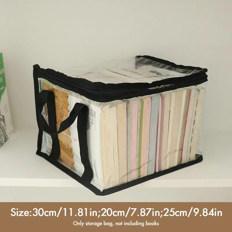 Foldable Book Box Student Dormitory Classroom Book Organizer Transparent Waterproof Household Organizing Storage Box S/L