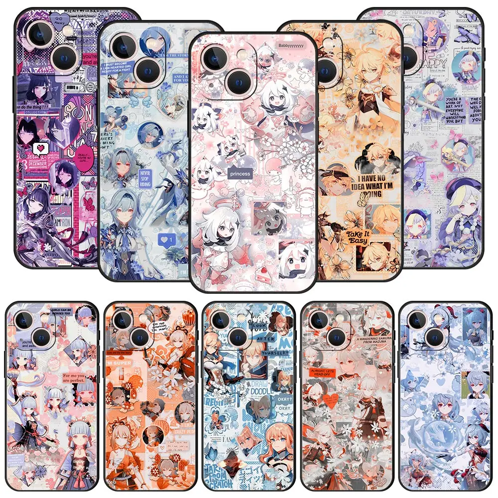 

Genshin Impact Customized Phone Case For Apple iPhone 11 15 14 Pro MAX 12 13 7 8 Plus X XR XS MAX SE Silicone Black Cover