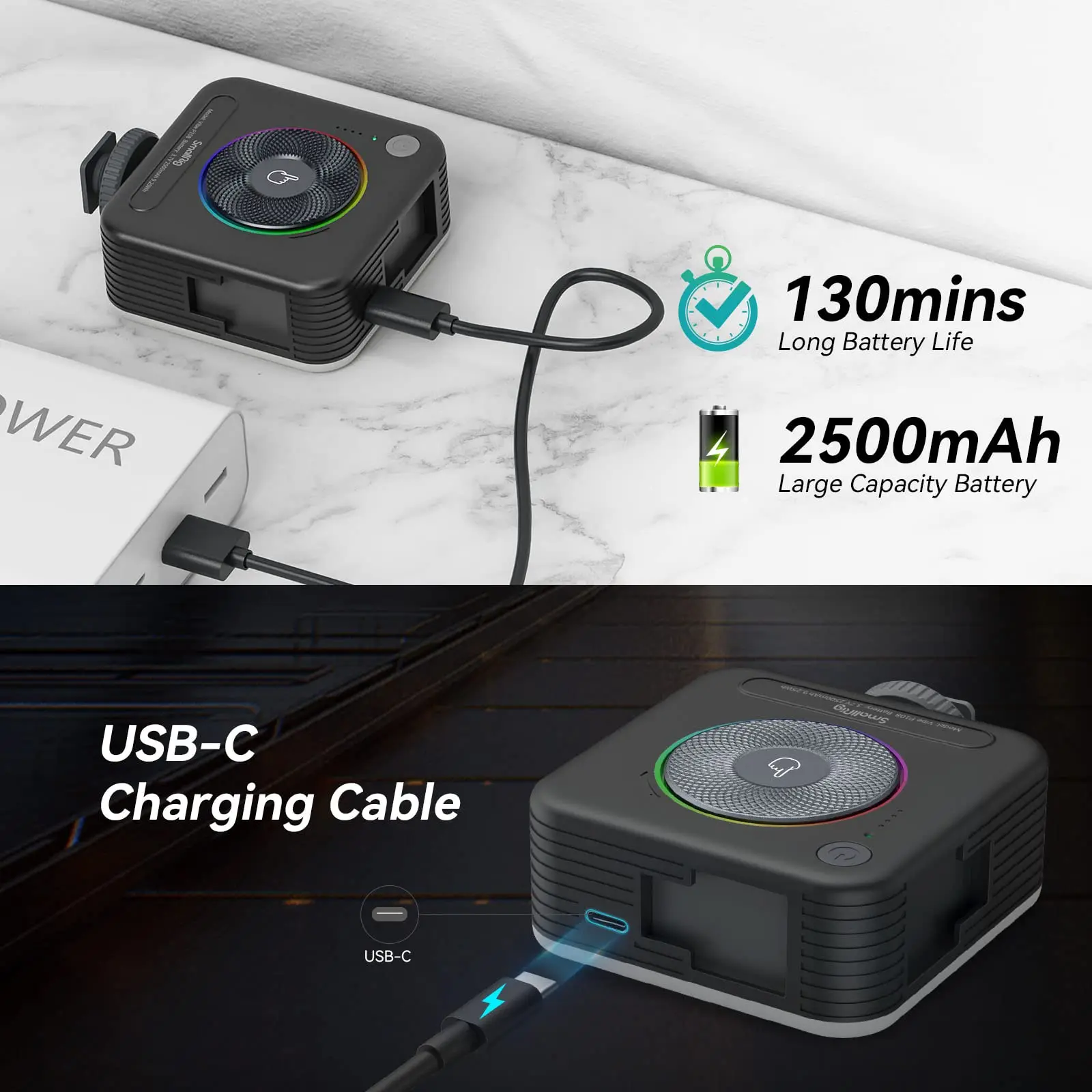 SmallRig Portable Vibe P108 RGB Video Light Smart Light 130mins long-lasting Pocket Size 108 LED Beads Floodlights 4055