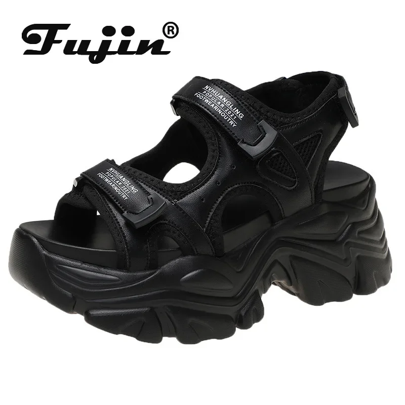 Fujin 8cm Women Sandals Platform Thick Sole Chunky Shoes