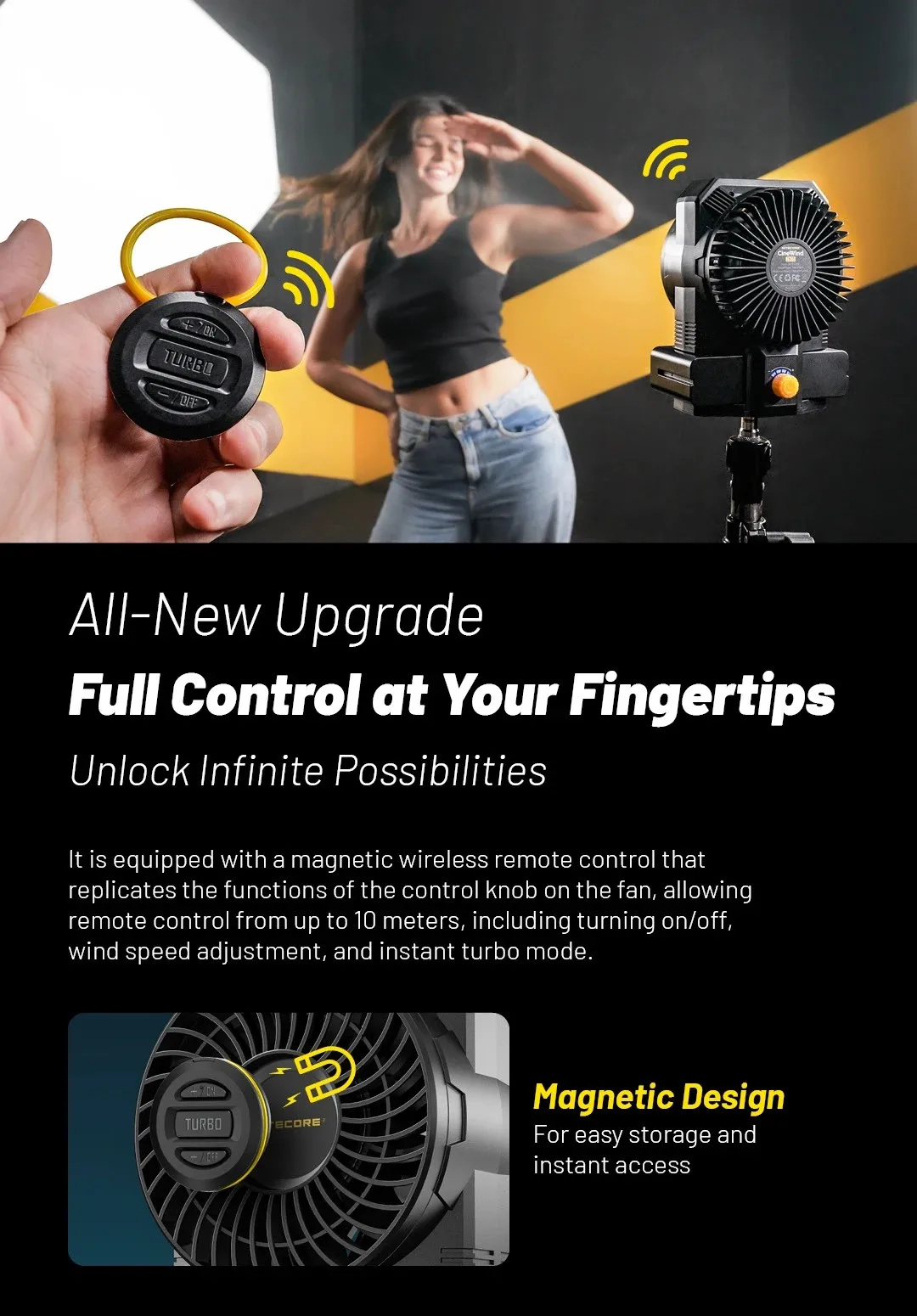 NITECORE CW30 CineWind Portable Remote-Controlled Photography Powerful Fan 10 Le
