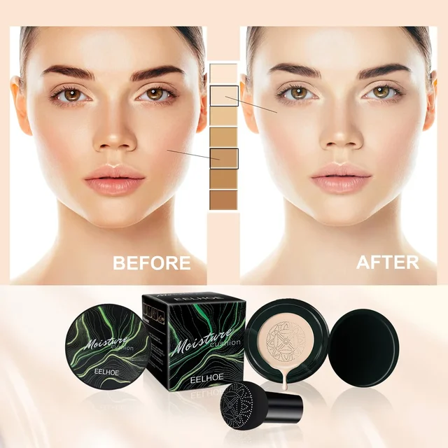 Fondotinta magico Testa a fungo Cuscino d'aria CC Cream Correttore viso Fondotinta idratante impermeabile Base Cosmetici per il trucco 4