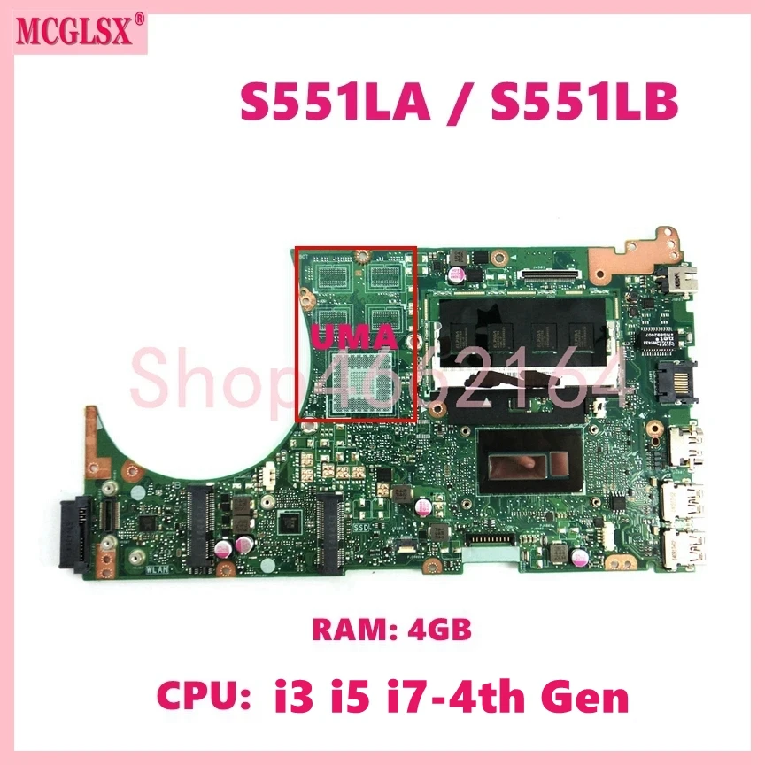 

S551LA с i3 i5 i7-4th Gen CPU 4GB-RAM ноутбук K551L K551LB K551LN S551L S551LB R553L Материнская плата ноутбука