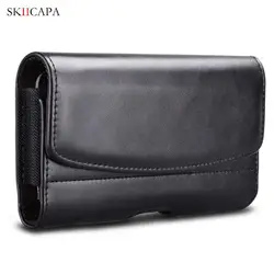 Leather Phone Pouch with Belt Clip and Wallet Card Holder - Samsung A03s (Black)