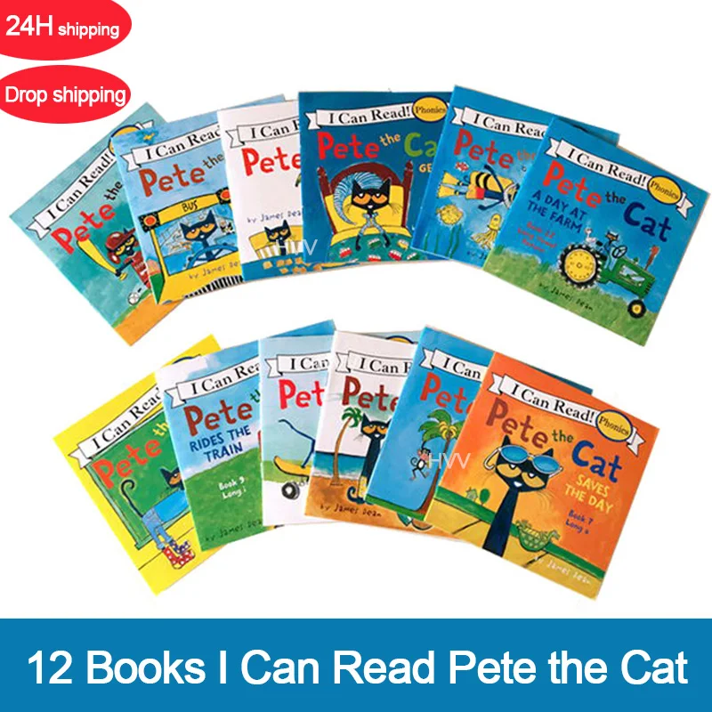 12 Libri/Set I Can Read The Pete Cat Libri Inglesi Per Bambini Story Libros Giocattoli Educativi Per Bambini Pocket Reading Livros Art