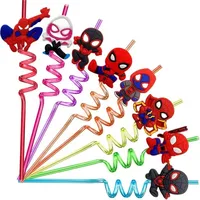 1/5/10Pcs Spiderman Theme Drinking Straws Kids Birthday Party Decorations Baby Shower Spiderman Party Supplies Birthday Gifts 1