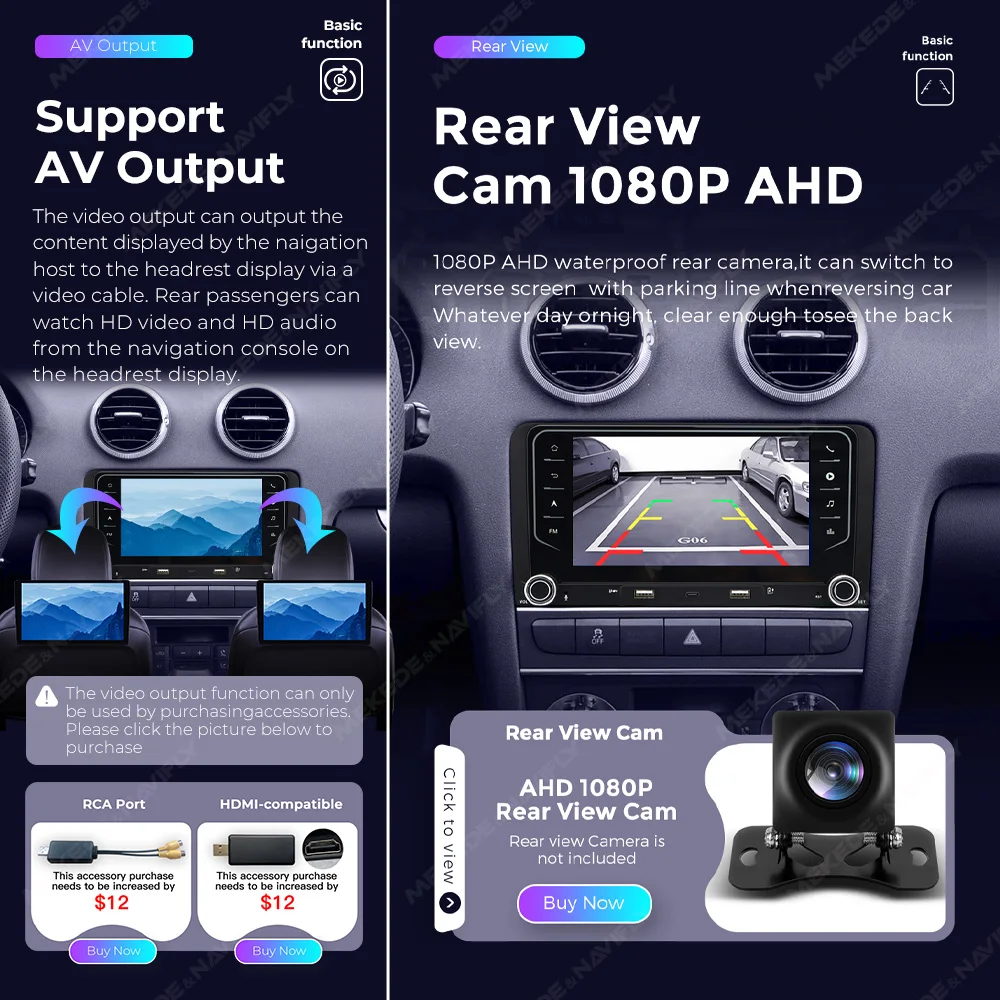 For audi a3 8p S3 RS3 2003-2013 7inch Screen All in one Car Radio Multimedia Player GPS Navigation Wireless Carplay Android Auto