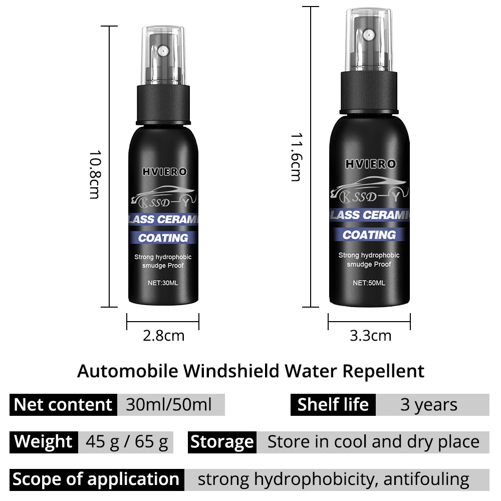 30ml/50ml Auto Windshield Water Repellent Agent Car Windows Waterproof Rainproof Nano Hydrophobic Coating Antifogging Clearness