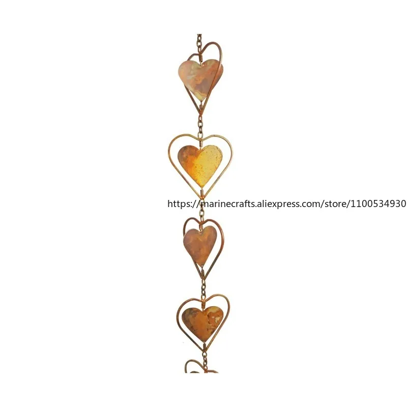 Exquisite Butterfly and Heart Design Metal Rain Chain for Garden Decor Steel Leaf Rain Chain