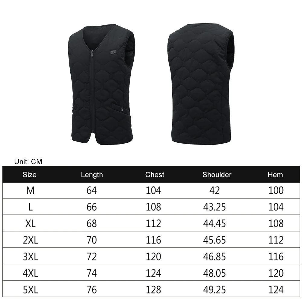 USB Electric Heated Vest 20 Heating Zones Washable Winter Thermal Jacket Sleeveless Vest Body Warmer For Outdoor Cycling Skiing