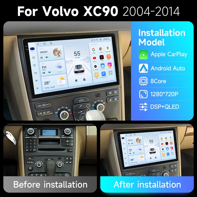 Autoradio Android 15 pour Volvo XC90 2004 – 2014, lecteur vidéo multimédia, Navigation stéréo, GPS Octa Core, caméra arrière 2 Din, WiFi 1