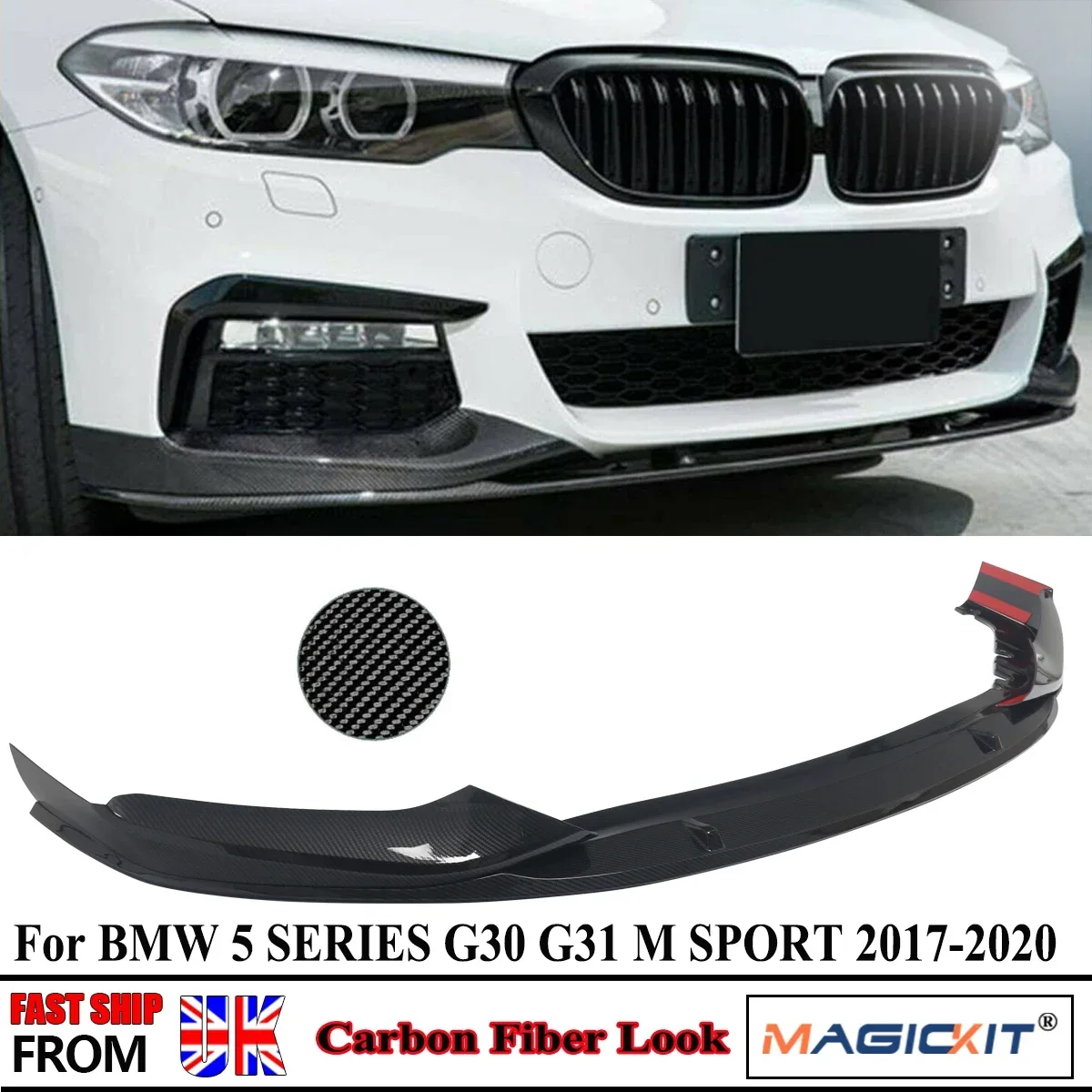 

Разделитель губ для переднего бампера BMW 5 серии G30 530 540 MagicKit Carbon Style M Sport