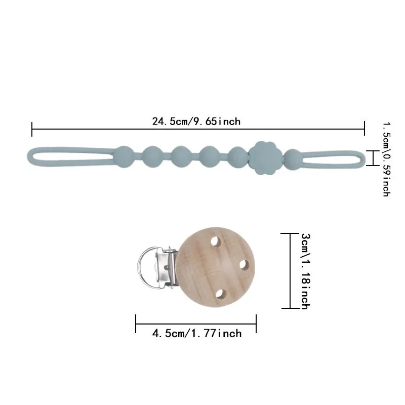 Pacifier Chain Baby Pacifier Loss Prevention Chain Food Grade Silicone Teether Stroller Clip