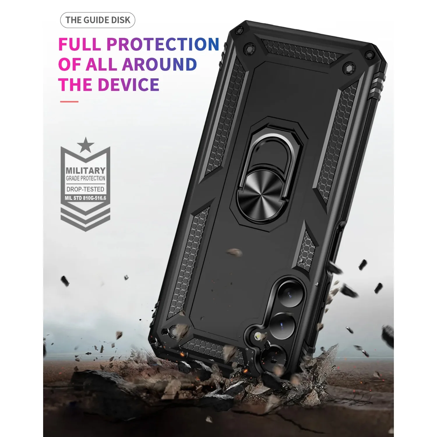 Durable Shockproof Magnetic Ring Stand Holder Case - Universal Fit