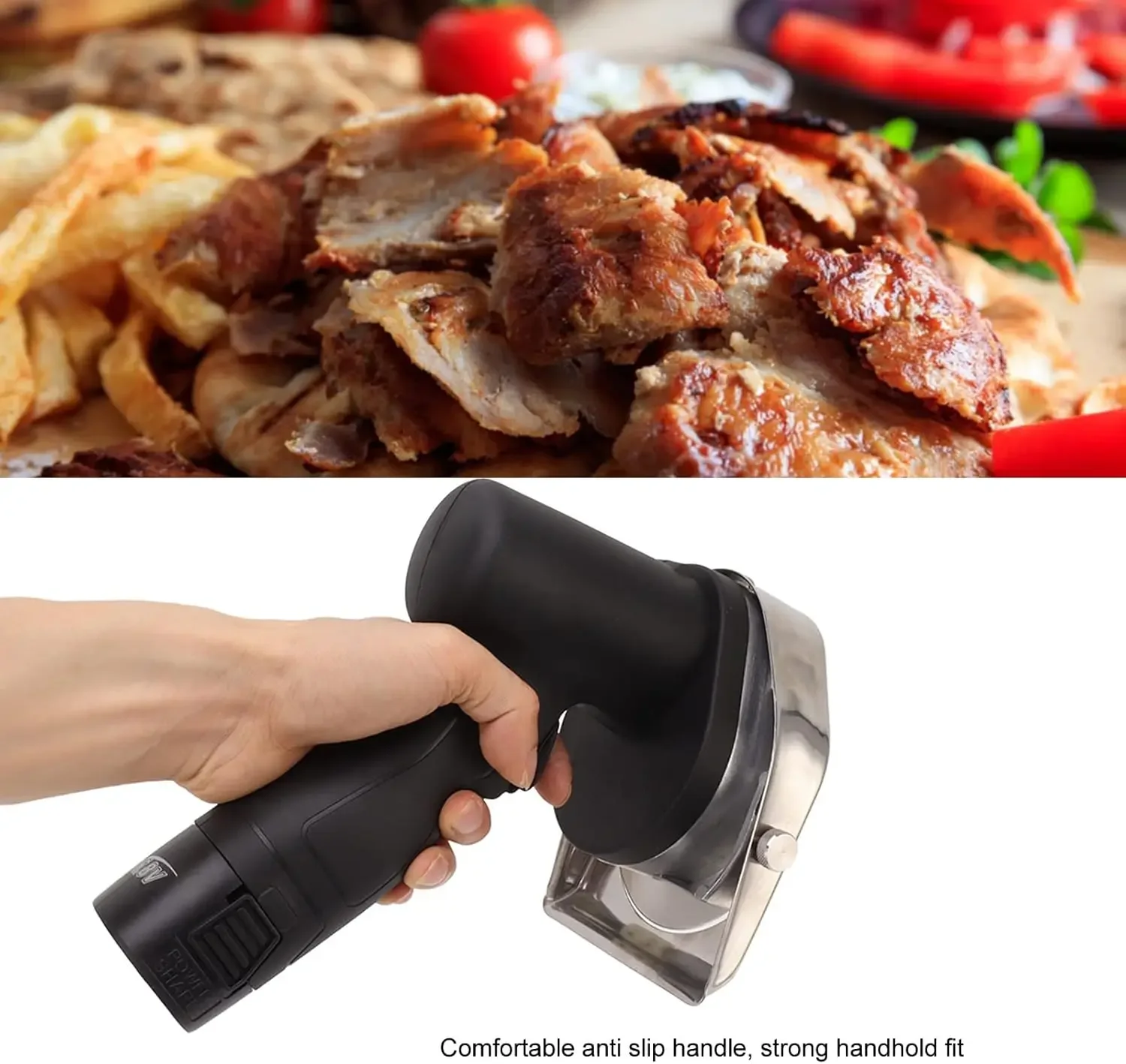 Electric Kebab Knife, Electric Kebab Cutter Large Capacity Battery 100‑240V for Household (US Plug 100‑240V) 3