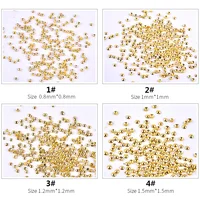 2 Packs Approx 2000pcs Gold Silver Mini Caviar Beads 0.8mm/1mm/1.2mm/1.5mm Half Round Metal Nail Studs Nail Art Decorations 2