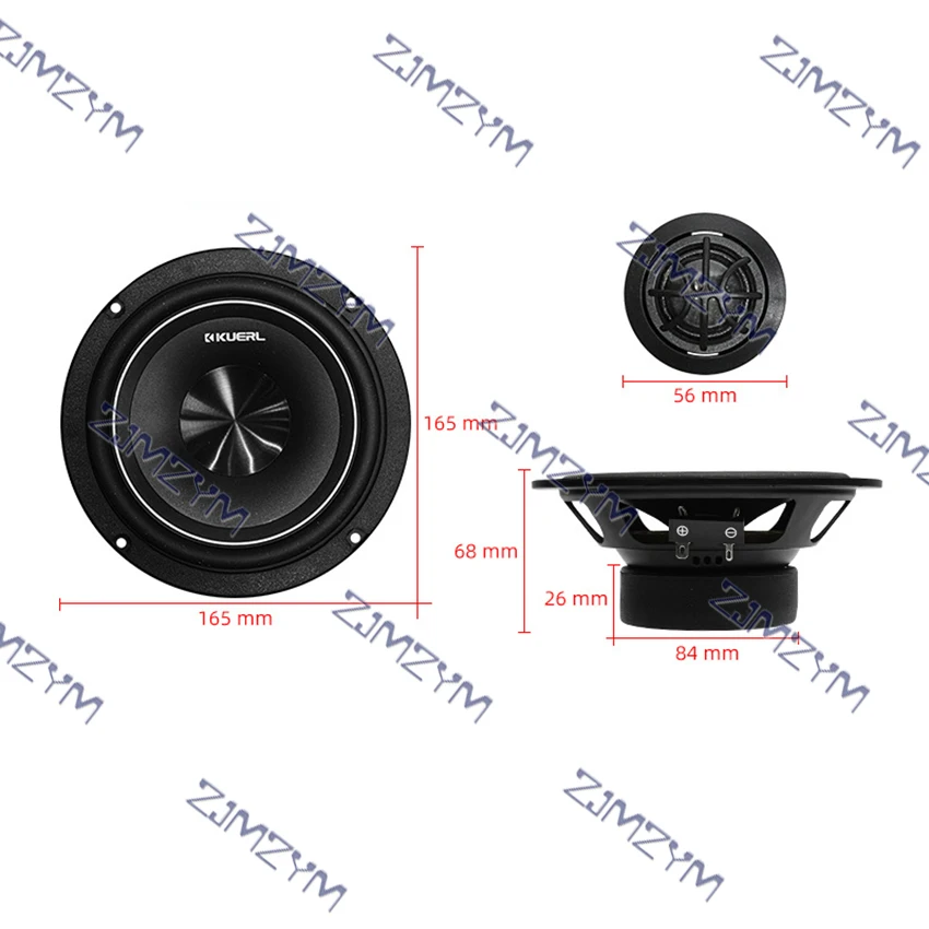 6.5인치 차량용 오디오 개조 앞문 2웨이 스피커 세트 최대 출력 160W RMS 40W 차량용 실내 오디오 시스템 스피커