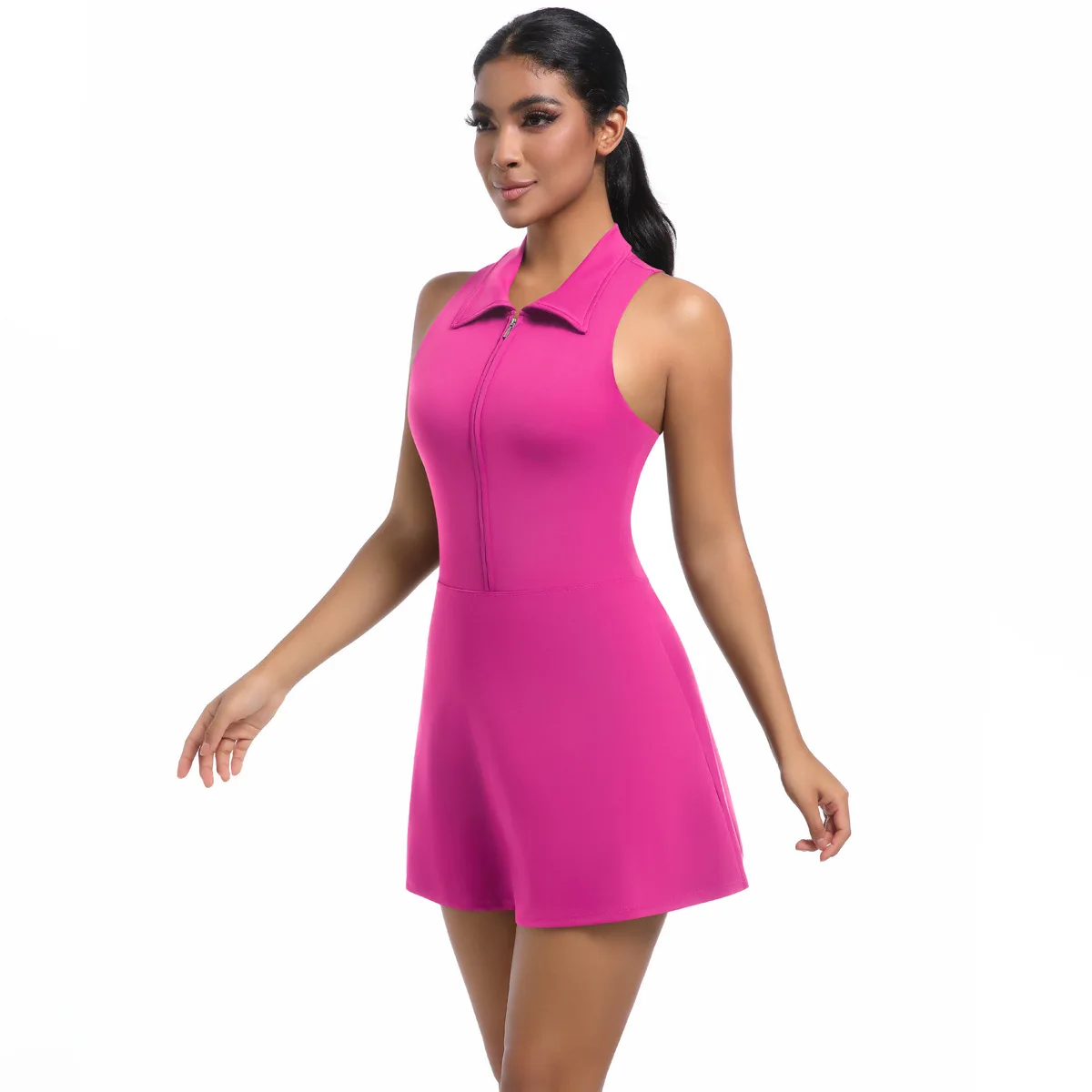 New Skinny Slimming High Waist Lapel Sports Dress Running Golf Tennis Yoga Clothes Suit Women
