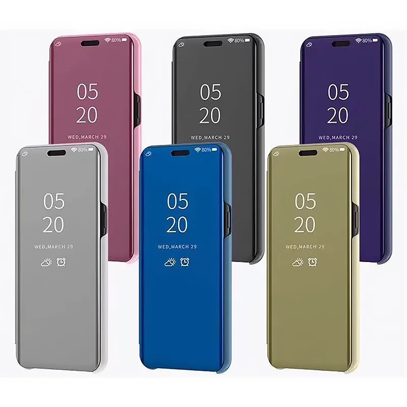 Elegant Smart Clear View Mirror Flip Case - Premium PU Cover