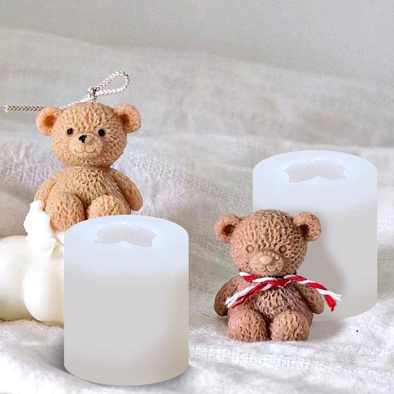 Cute Bear Candle Making Mould 3D Scented Candle Molds DIY Decoration Silicone Mold Handcraft Crystal Epoxy Soap Candle Moulds