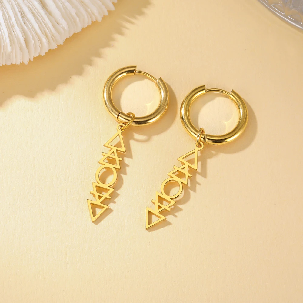 Dawapara Element Symbole Tropfen Ohrringe Planetär Feuer Erde Wasser Luft Symbole Alchemistischer Charme Edelstahl Schmuck – Detail 15